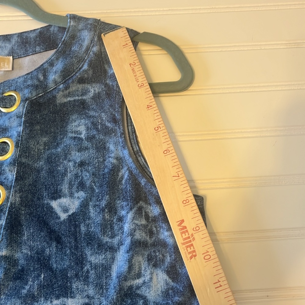 Michael Kors Sleeveless Tie Dyed Denim Blue Lace Up Tank Mini Dress XSmall - Picture 9 of 13